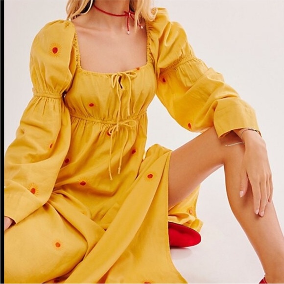 Free People Emory Embroidered Midi Dress 🌼💛 - Picture 3 of 4